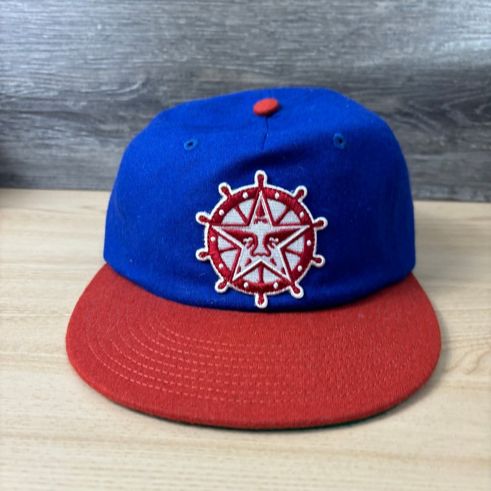 Obey Hat Cap‎ Strap Back Blue Red Wool Blend Deck Captain NWT